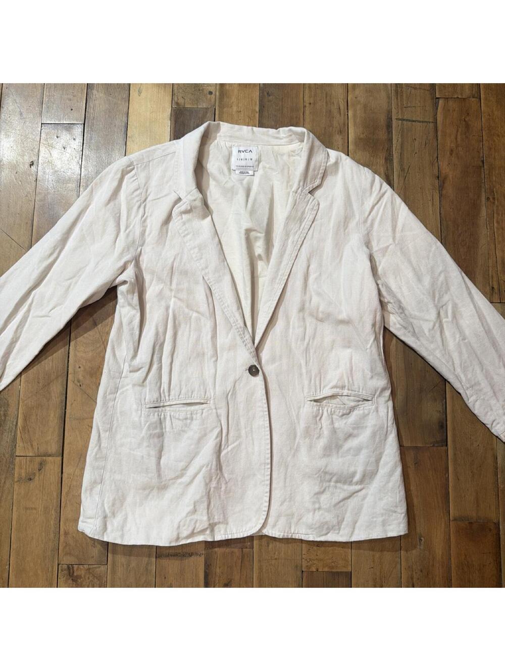 RVCA Women’s Linen Blend Blazer Size 12 Cream
